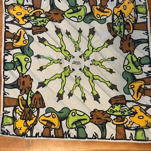Parks Project Cream Bandana with Green Frogs & Brown/Yellow Mushrooms